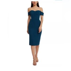 Dress the Population Off Shoulder Blue Dress